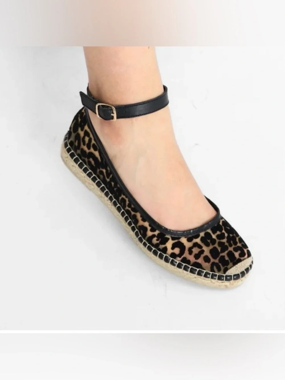 Free People Mason Ballet Espadrille in Black Leo size EU 41 or US 10 NIB